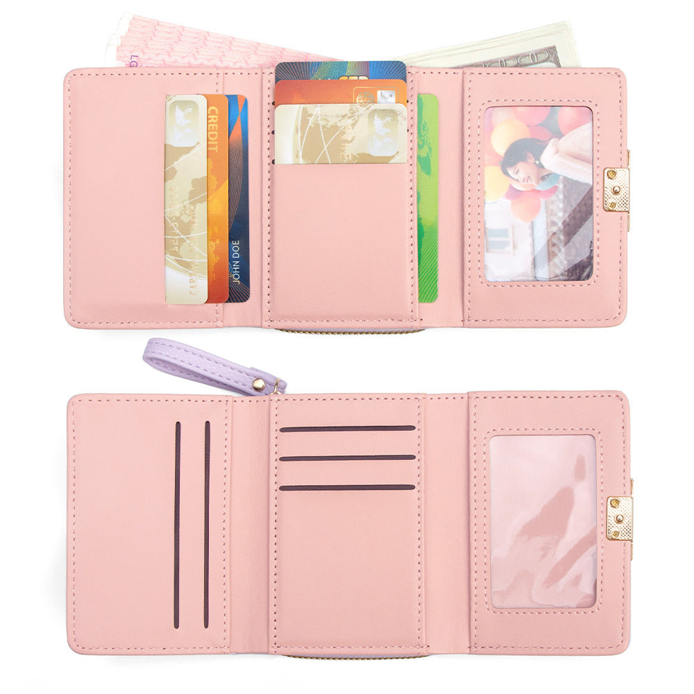 Women's Short Classic Style Simple Embroidered Love Ladies Wallet