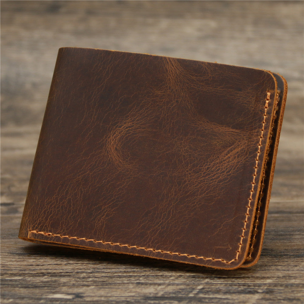 Men's Crazy Horse Leather Genuine Simple Retro Card Holder
