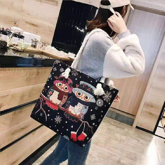 Ethnic Embroidery Double-sided Scenic Spot Thick Shoulder Bags