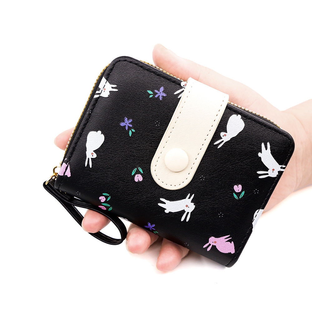 Women's Cute Rabbit Print Short Organ Hasp Document Ladies Wallet