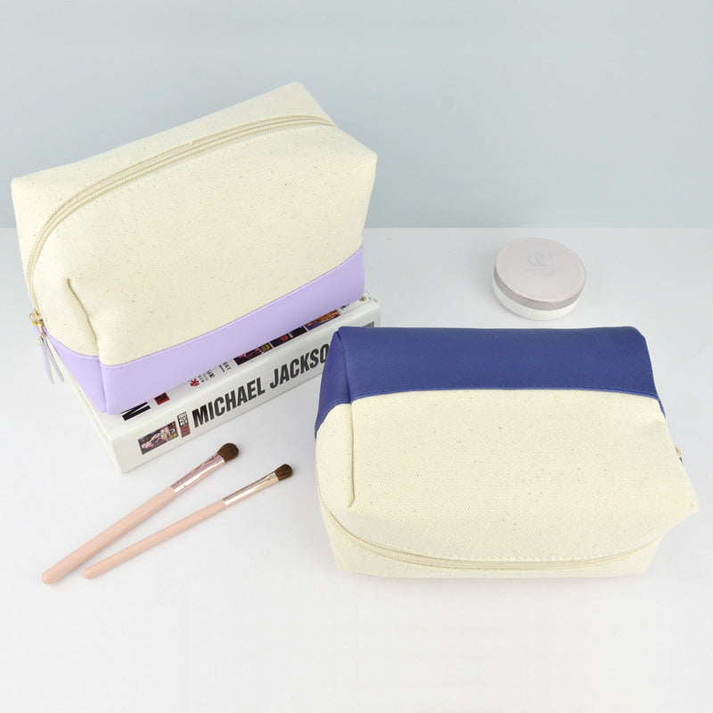 Color Contrast Stitching Canvas Wind Good-looking Cosmetic Bags