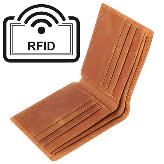 Men's Retro Crazy Horse Leather Sier Horizontal Men's Wallets