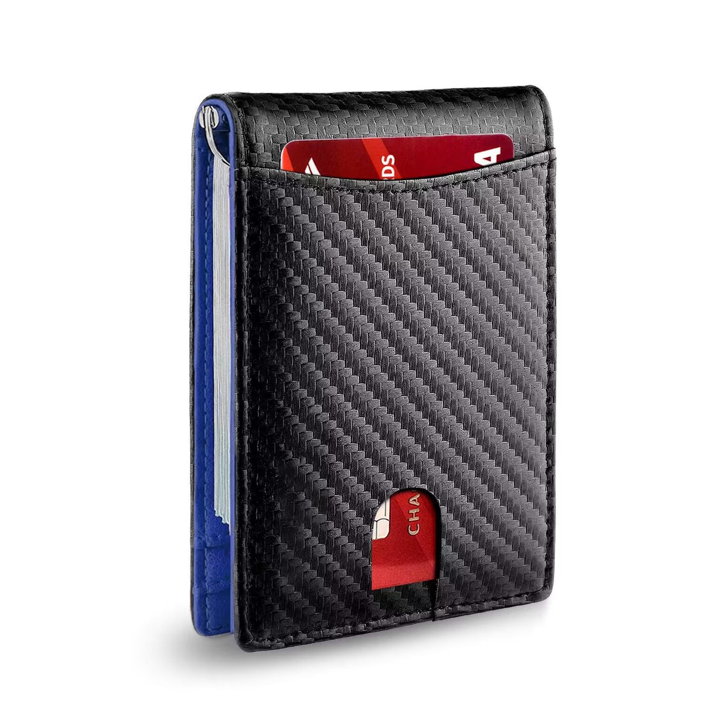 Men's Carbon Fiber Leather Multiple Slots Gold Card Holder