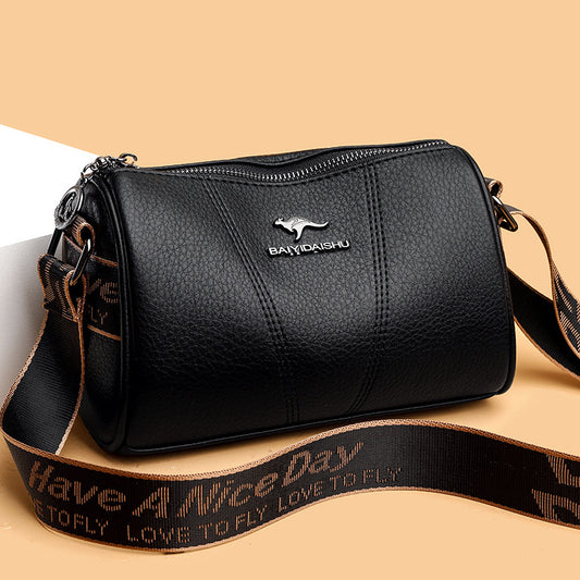 Female Leather Pillow Fashion Simple Wide Crossbody Bags