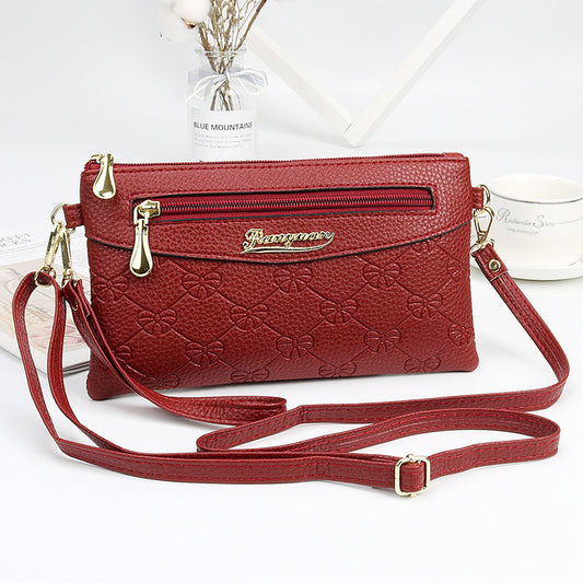 Women's Fashion Embossed Soft Material Mobile Bags