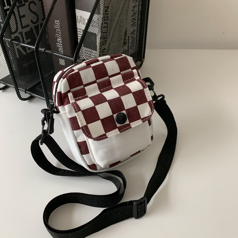 Women's Retro Color Plaid Simple Fashion Trendy College Women's Messenger Bag