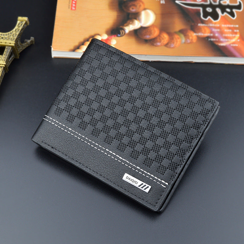 Men's Chic Simple Plaid Thin Male Youth Large Capacity Horizontal Soft Men's Wallet