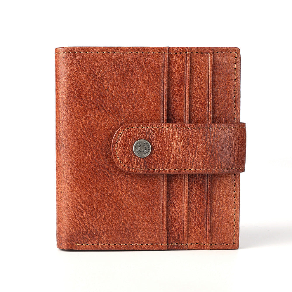 Men's Boxed Thin First Layer Cowhide Zipper Men's Wallets