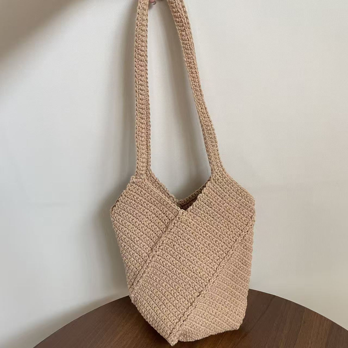 Versatile Knitted One Twill Woven Simple Cotton String Women's Shoulder Bag