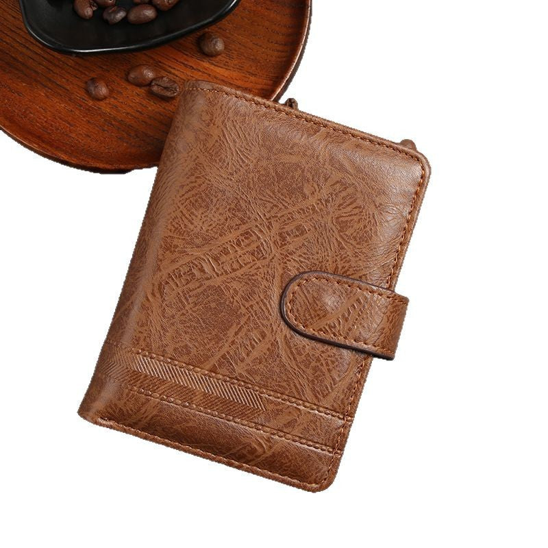 Men's Short Business Retro Style Leather Vertical Account Men's Wallet