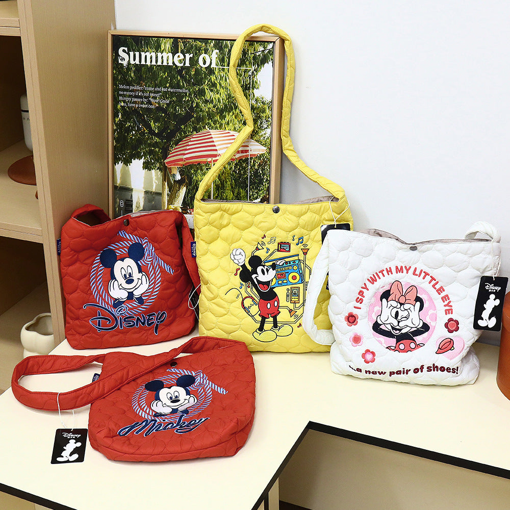 Mickey Embroidered Quilted Cartoon Fashion Waterproof Large Women's Shoulder Bag