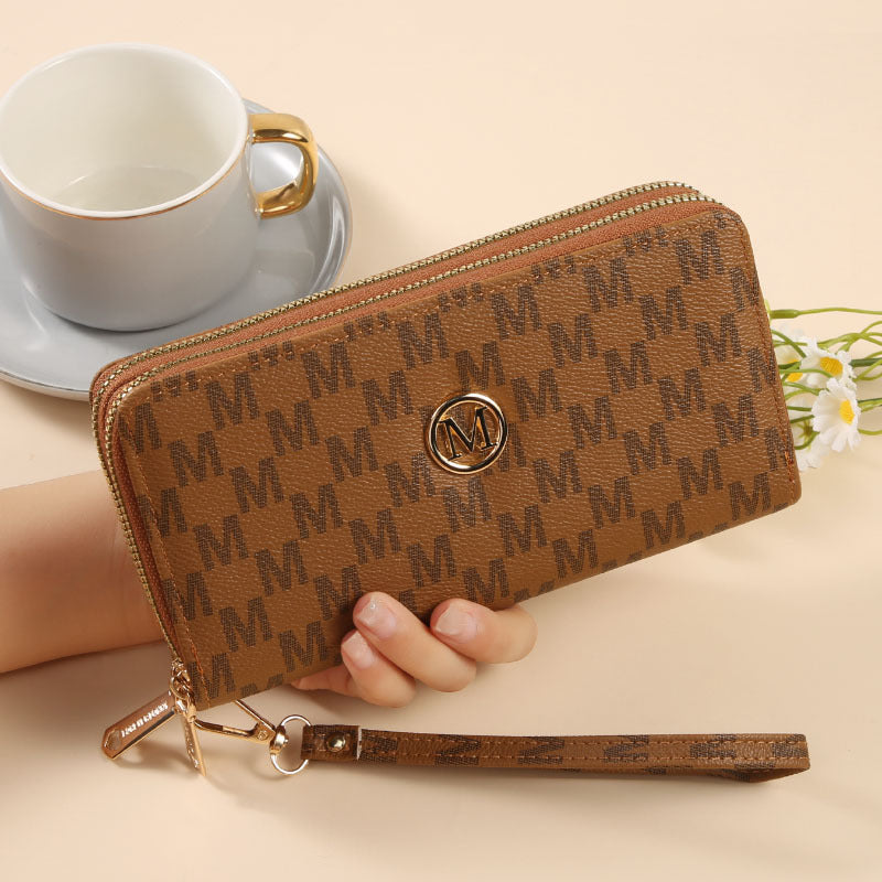 Women's Fashion Double Zipper Long Printed Clutch Multiple Slots Large Capacity Ladies Wallet