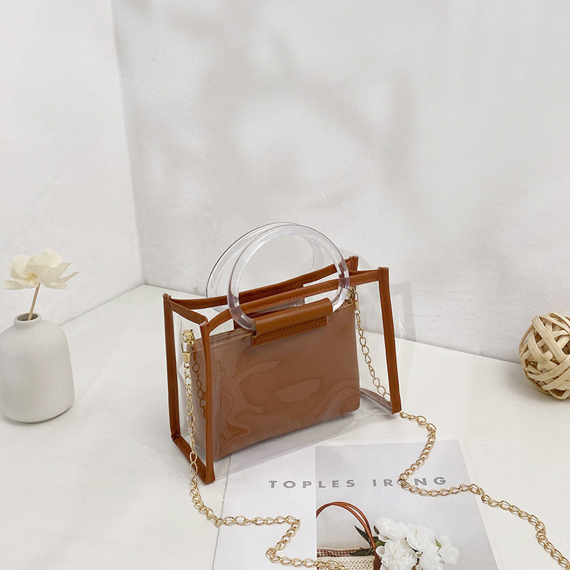 Women's Mother Two-piece Set Transparent Chain Shoulder Bags