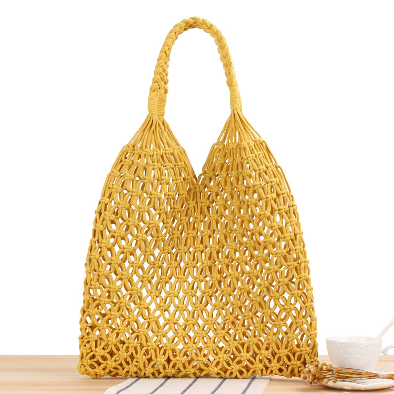 Women's Mori Style Straw Degrees Handmade Cotton Shoulder Bags