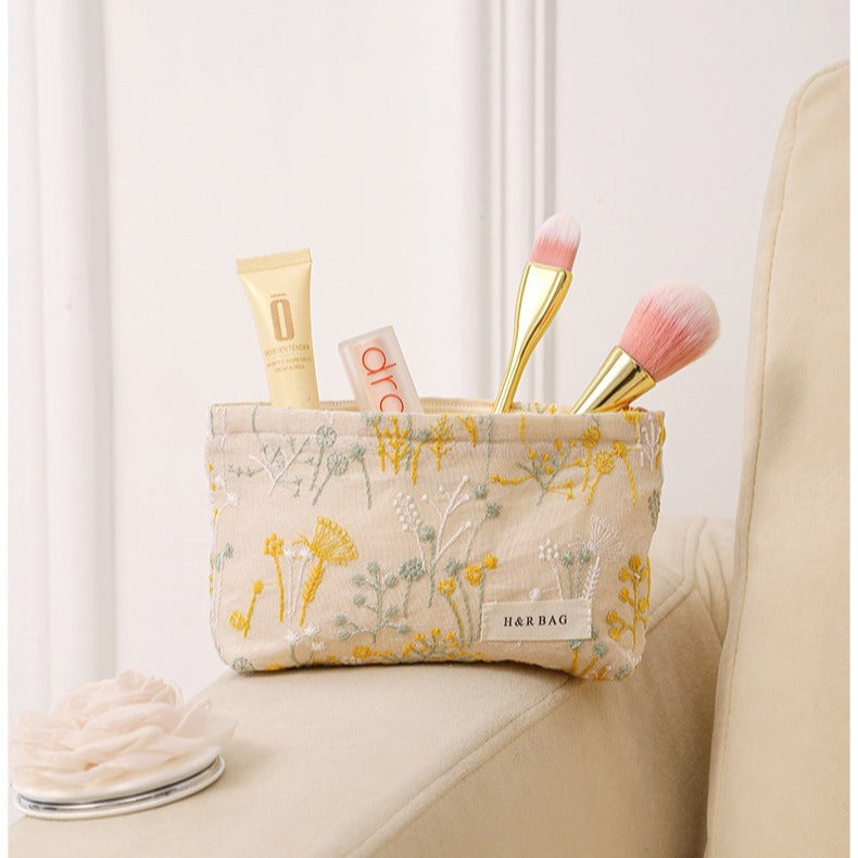 Embroidery Hand-held Portable Canvas Storage Skin Handbags