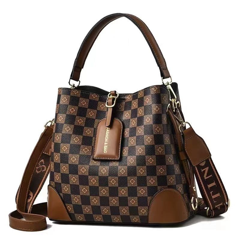 Women's Exquisite Retro Elegant Plaid Large Shoulder Bags