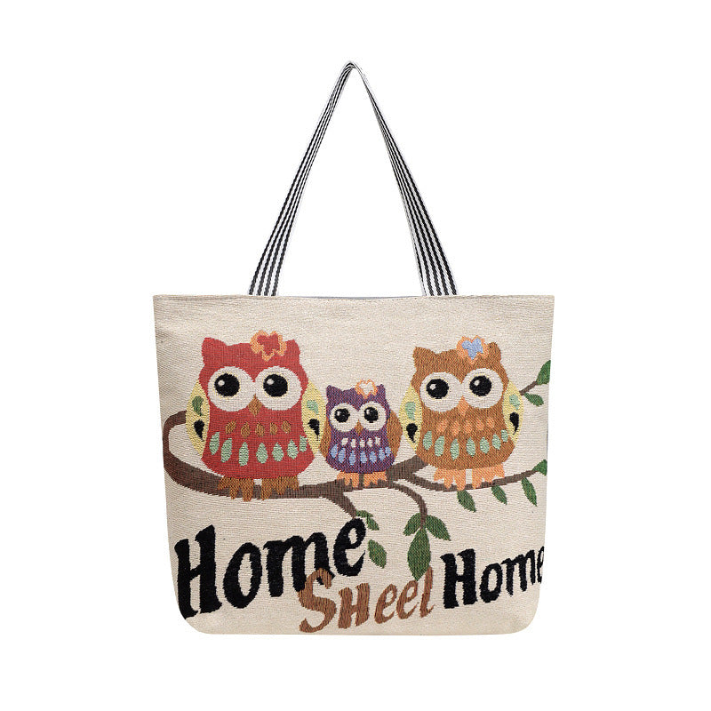 Cartoon Embroidered Leisure Big Owl Embroidery Bags