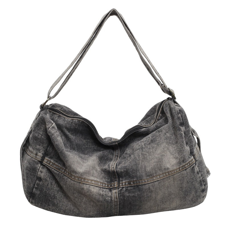 Women's Large Capacity Denim Retro Distressed Underarm Women's Shoulder Bag
