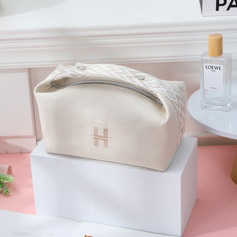 Women's Home Lunch Box Toiletry Canvas Portable Cosmetics Makeup Bag
