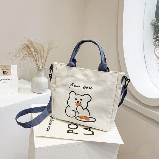 Style Bear Cute Canvas Female Stationery Crossbody Bags