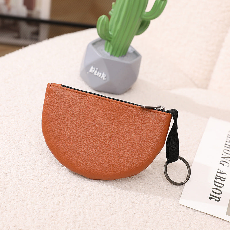 Lychee Pattern Solid Color Semicircle Soft Coin Purses