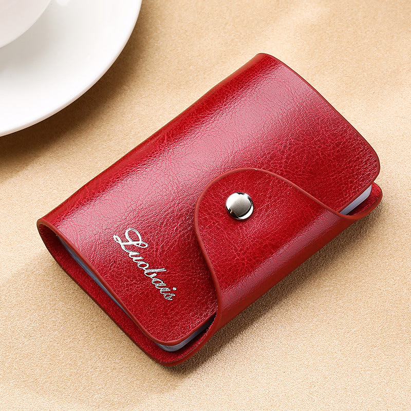 Women's & Men's & Cowhide Oil Wax Leather Bank Card Holder