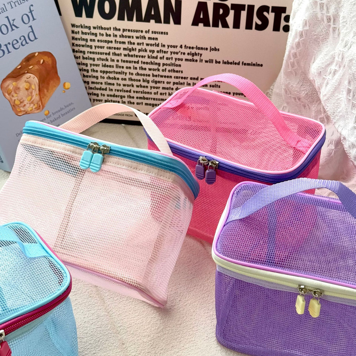 Mesh Large Capacity Portable Storage Wash Cosmetic Bags