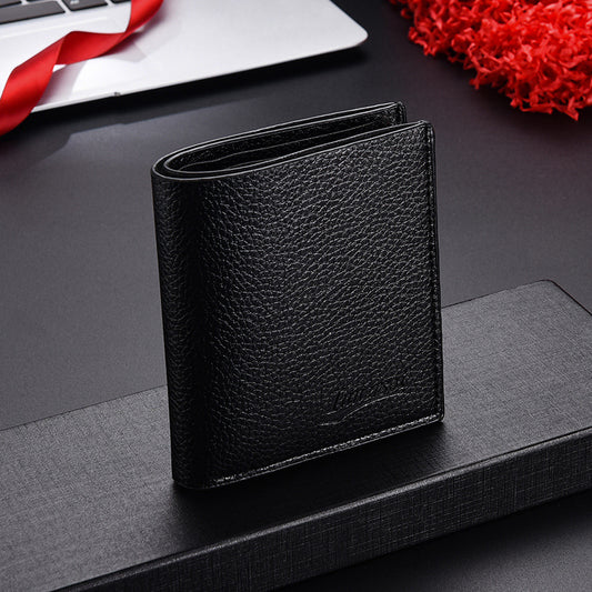 Men's Business Fashion Simple Lychee Pattern Thin Men's Wallets