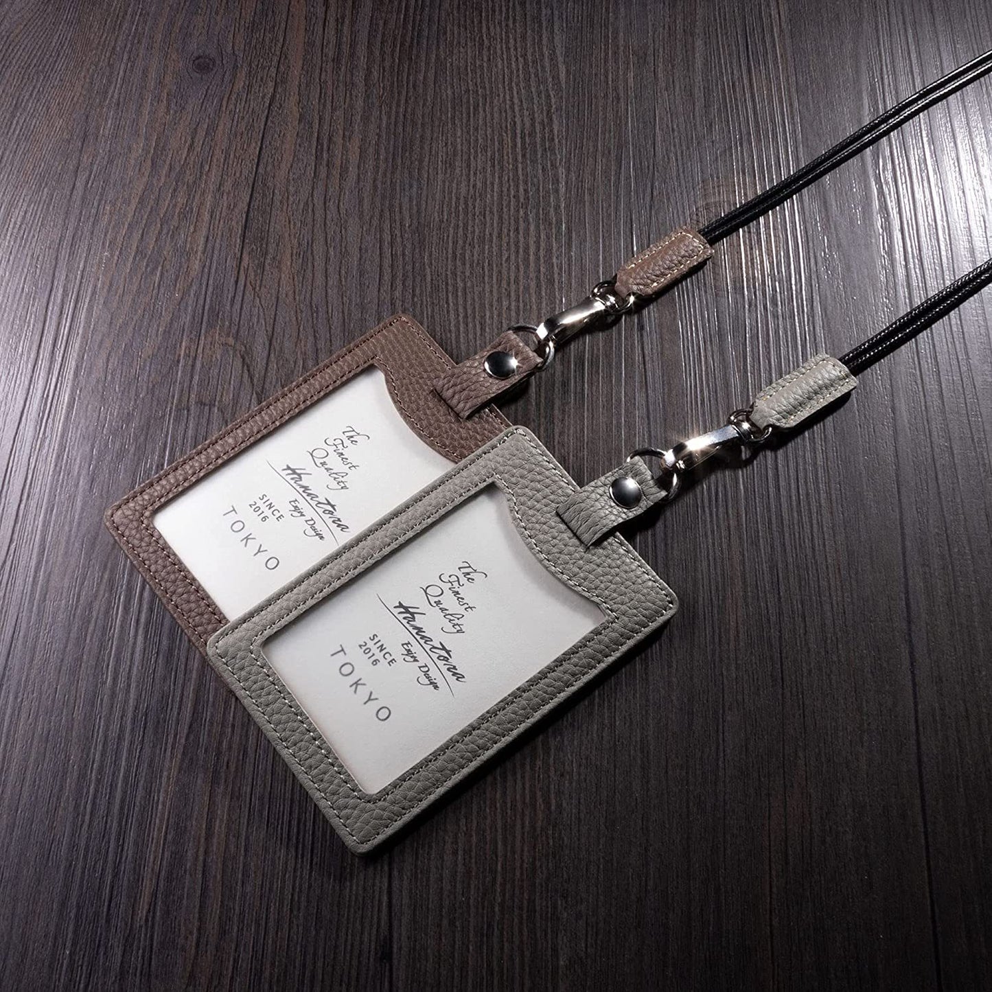 Halter Lychee Pattern Vertical Lanyard Work Card Holder