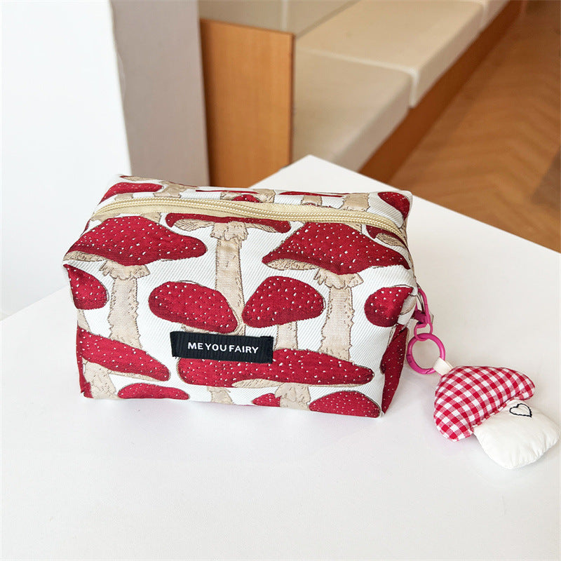 Niche Cute Mushroom With Toiletry Portable Large Makeup Bag