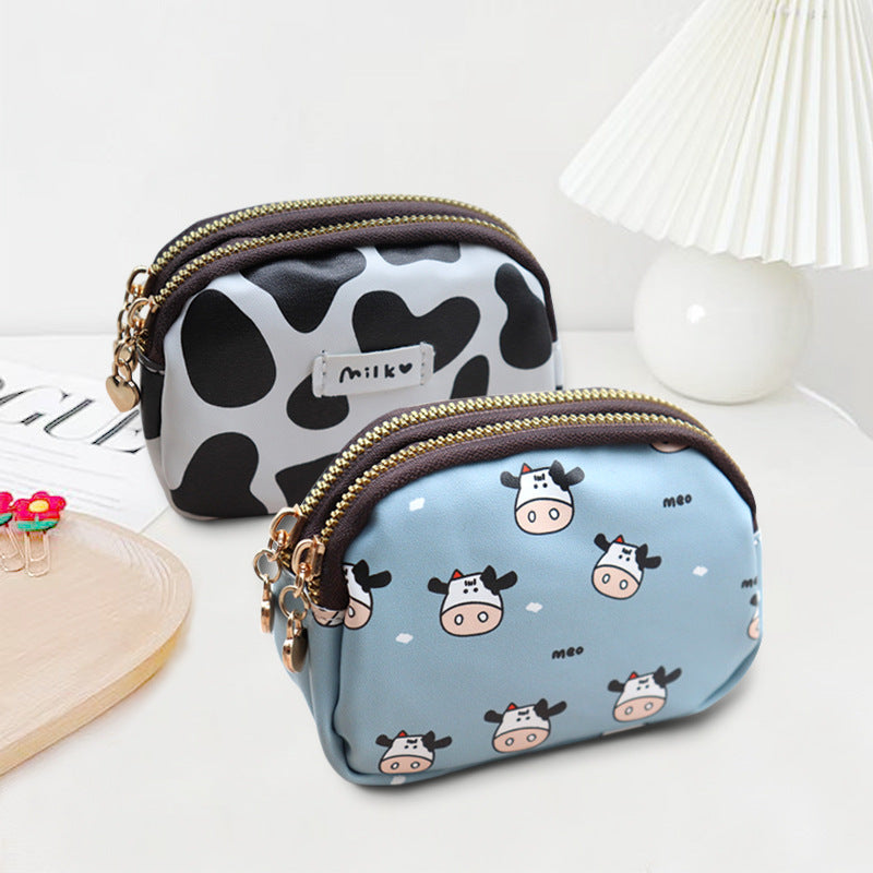 Cool Fresh Double Zipper Cute Cow Ladies Wallets