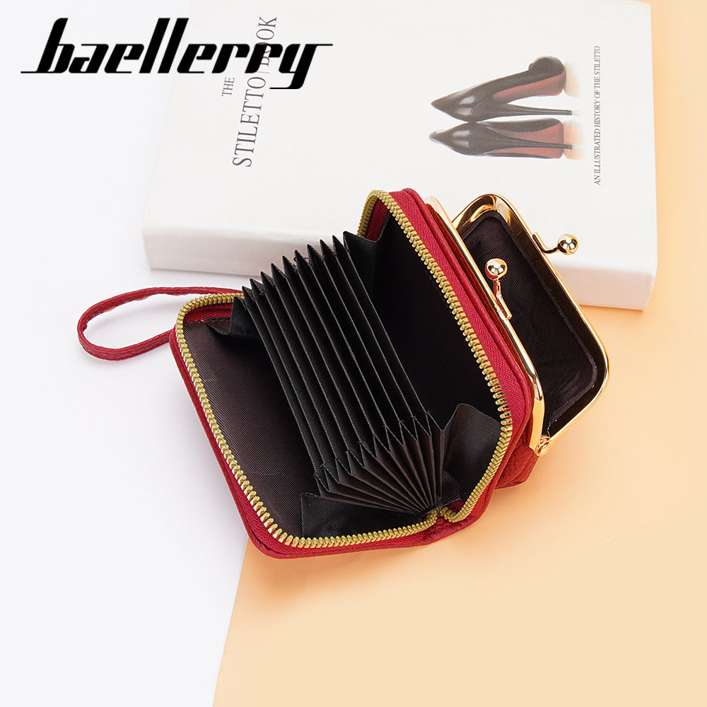 Women's Korean Lychee Pattern Zip Organ Mini Card Holder