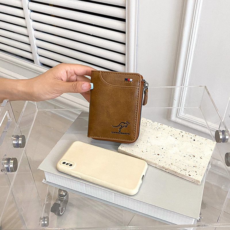 Men's Short Vintage Zipper Fashion Certificate Cash Men's Wallets