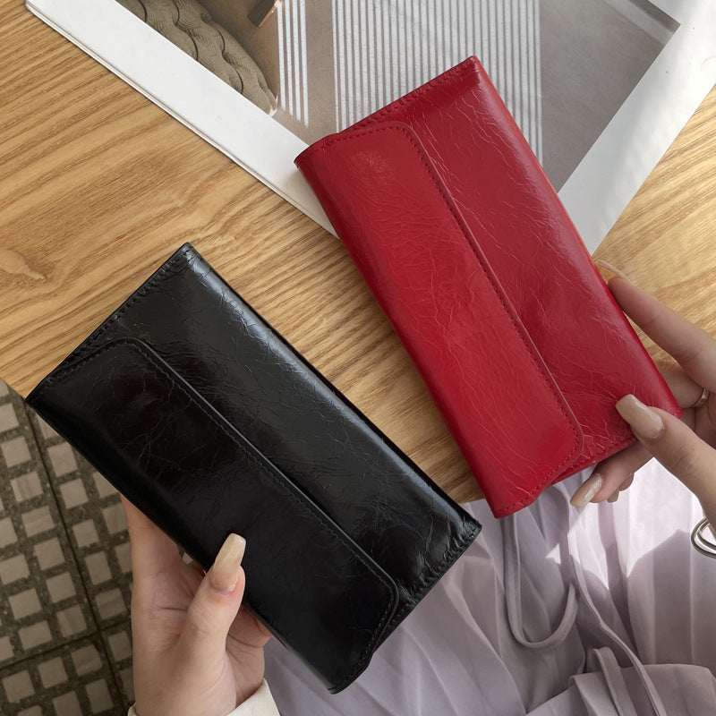 Women's Long Leather Crack Exquisite Large Capacity Ladies Wallet