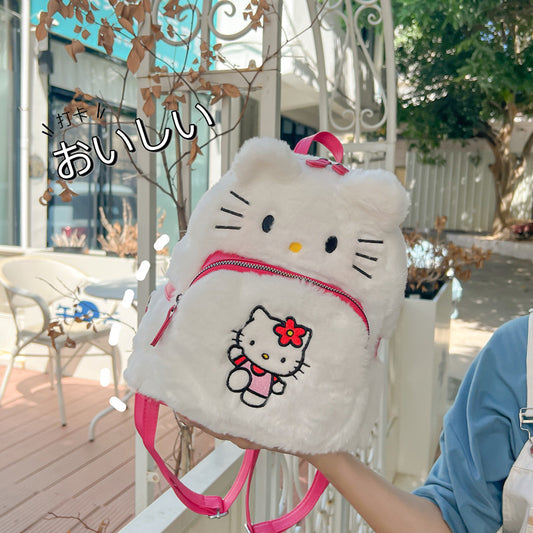 Cute Cartoon Female Sweet Kitten Plush Backpacks