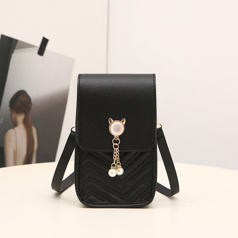 Glamorous Women's Mobile Pearl Mini Diamond Women's Messenger Bag