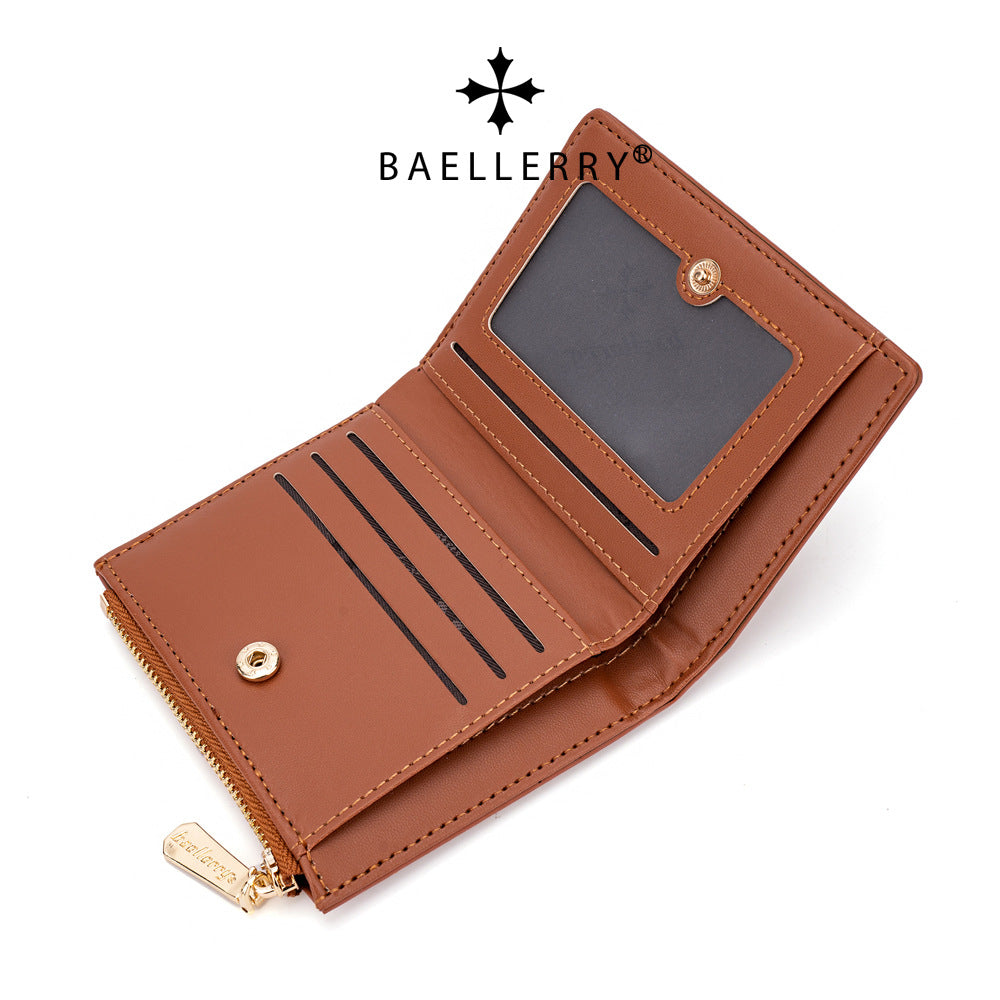 Women's Short Stone Pattern Two-fold Zipper Fashion Ladies Wallets