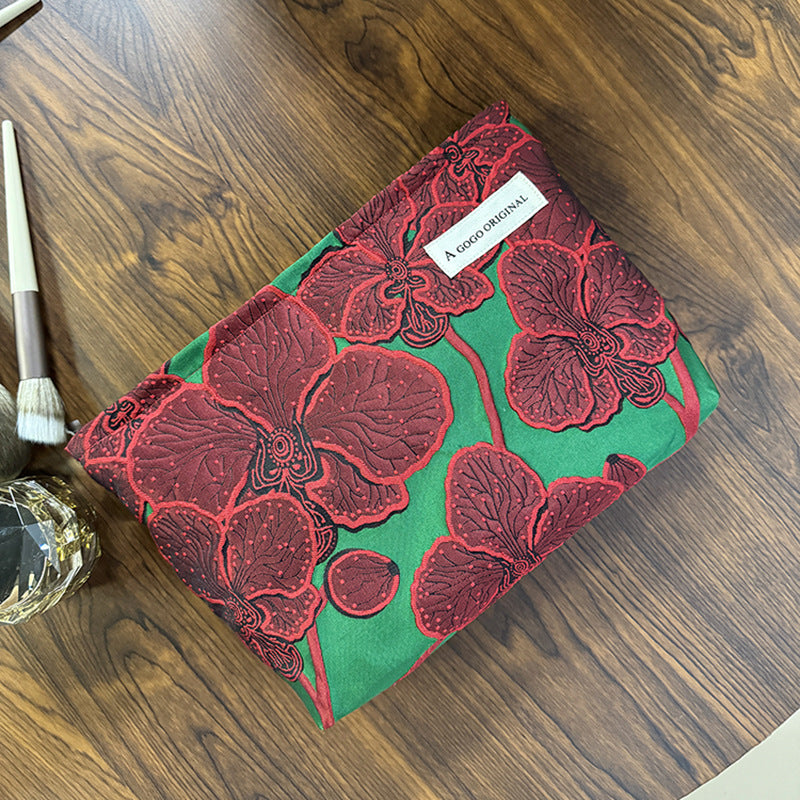Retro Flower Portable Skin Care Buggy Makeup Bag