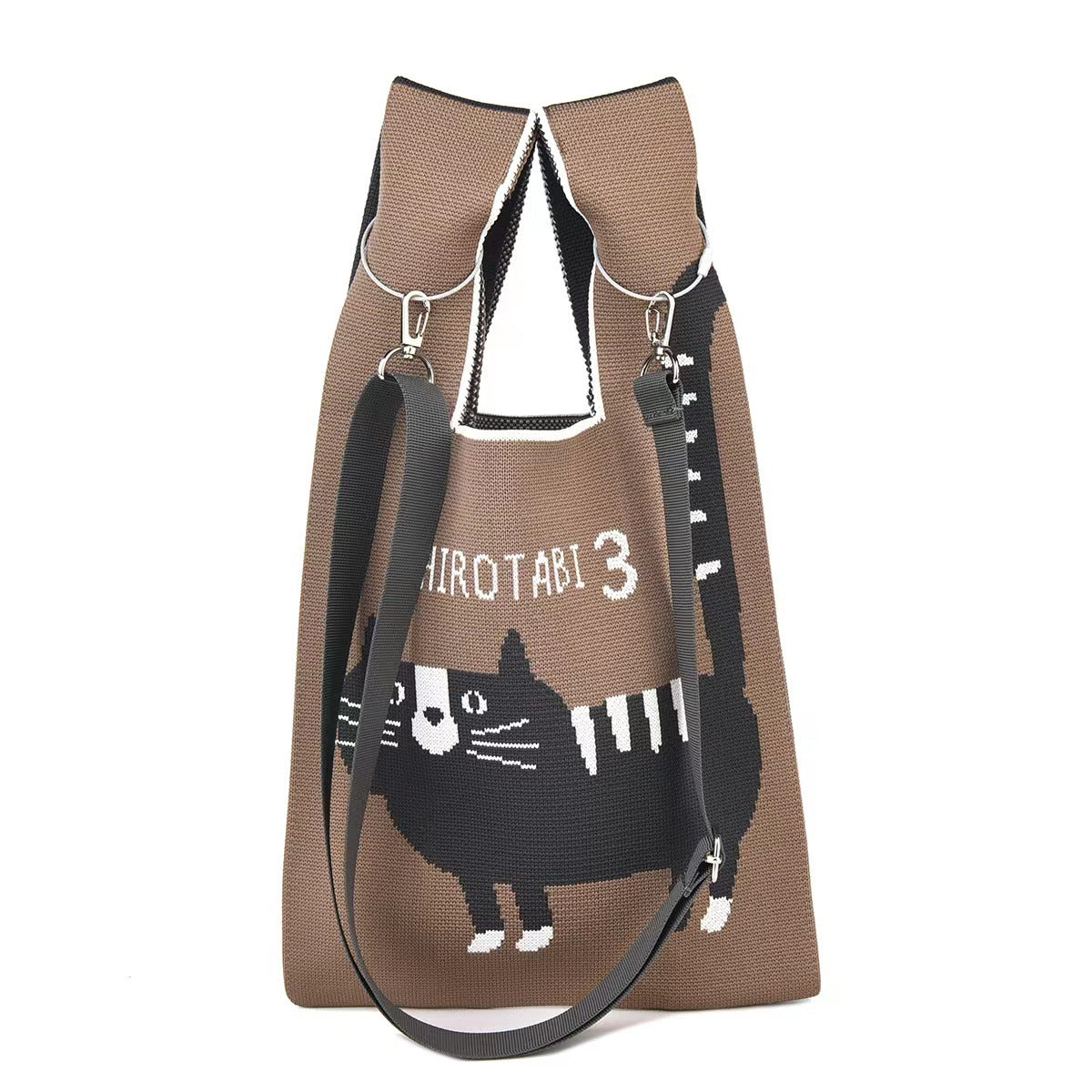 Versatile Cartoon Cat Hand Vest Knitted Handbags