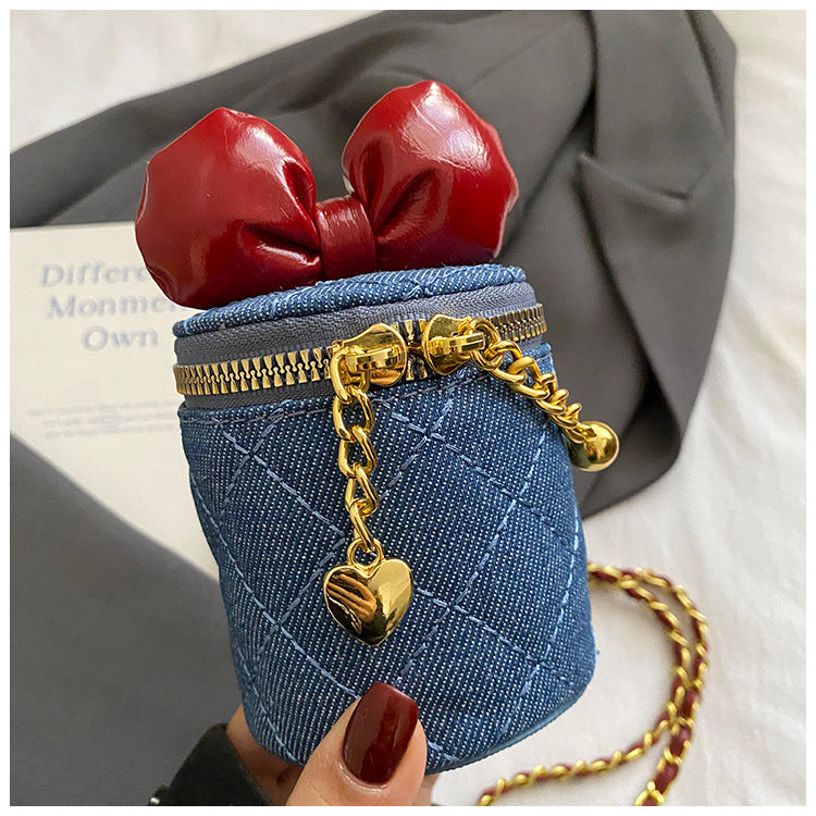 Women's Korean Style Cute Bow Niche Rhombus Women's Shoulder Bag