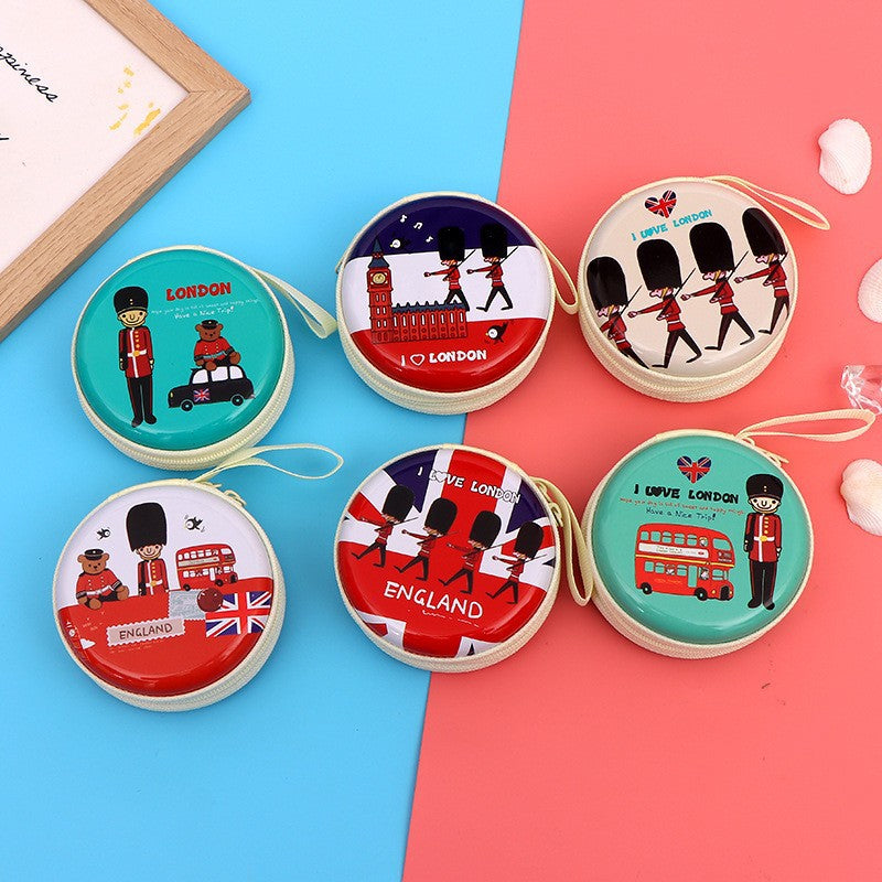 Christmas Round Zipper Cartoon Storage Earphone Coin Purses
