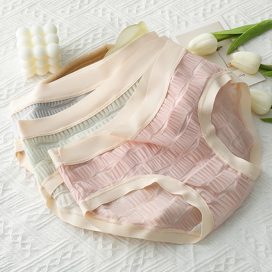 Summer Ice Silk Thin Seersucker Underwear Breathable Panties