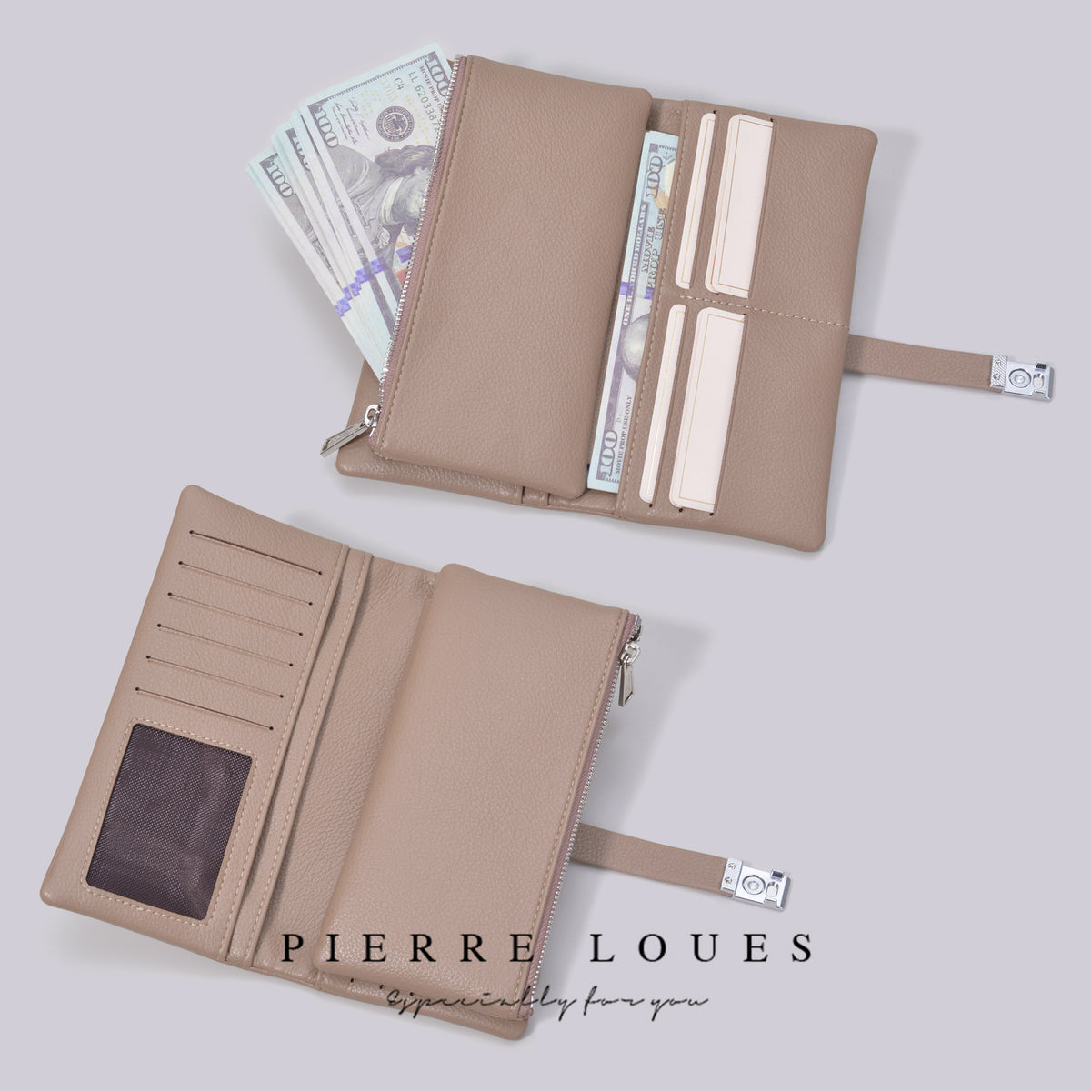 Women's Simple Metal Fashion Three-fold Long Ladies Wallet