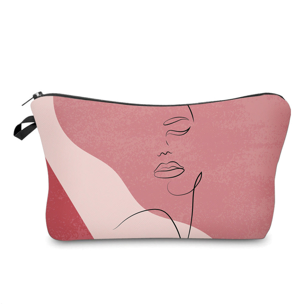 Artistic Lines Face Printing Storage Wash Cosmetic Bags