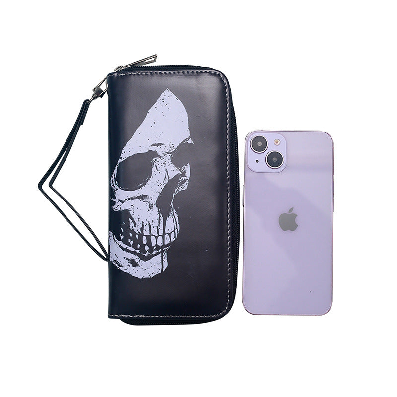 Women's & Men's Retro Skull Personalized Long Large Capacity Men's Wallet