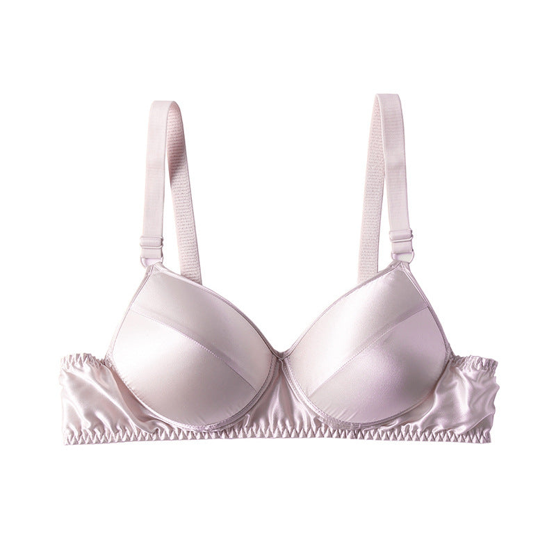 Women's Summer Thin Small Chest Gathered Mulberry Everyday Bras