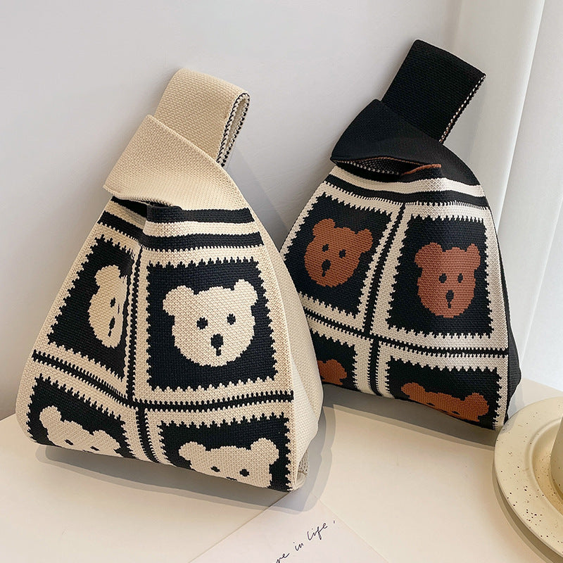 Women's Handmade Cute Animal Versatile Knitted Handbags