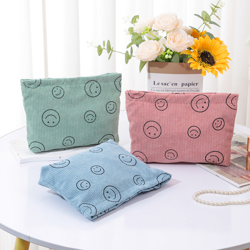 Dot Retro Smiley Face Storage Wash Clutch Cosmetic Bags