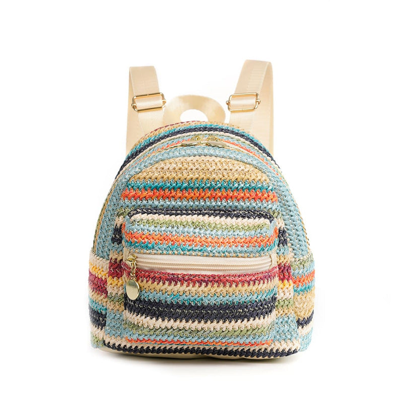 Women's Simple Street Trendy Straw Fashionable Woven Backpacks