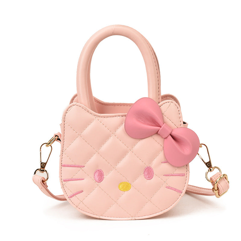 Women's Fashion Cartoon Bow Mini Hand Style Rhombus Women's Shoulder Bag